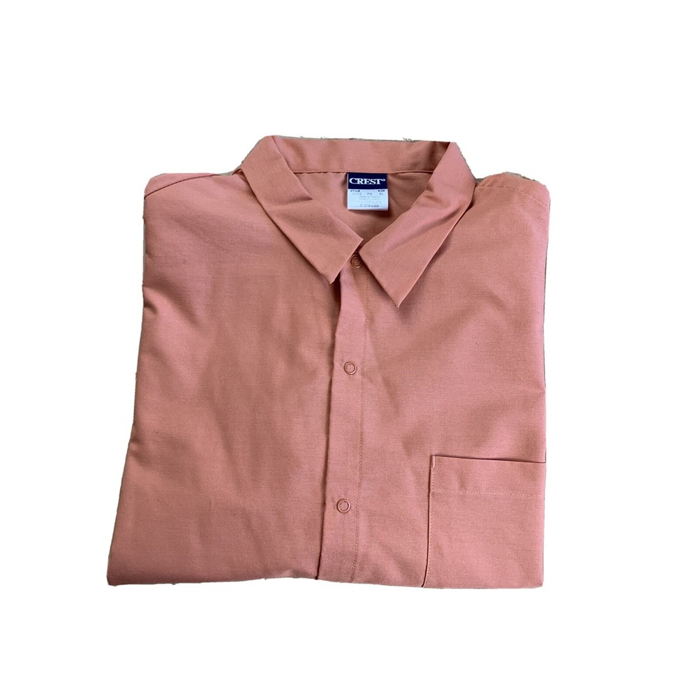 Crest Scrub Uniform Button Down Short Sleeve Shirt 2572‎ Orange Size XL
